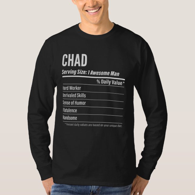 Chad Nutritional Facts Serving Size Calories T Shirt (Framsida)