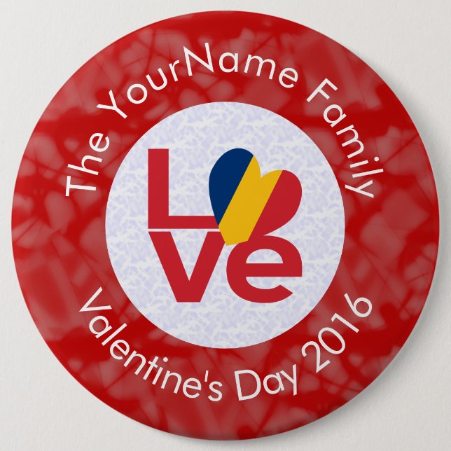 Chad Red KÄRLEK Flagga Personlig Knapp (Framsida)