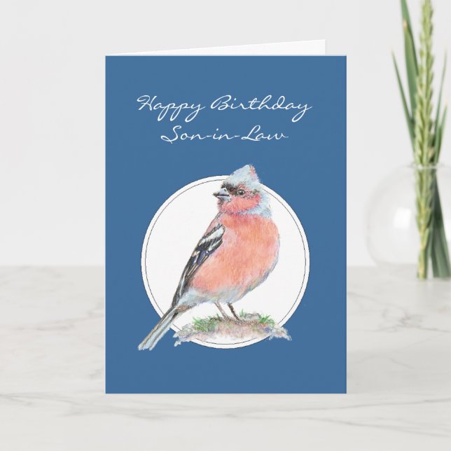 Chaffinch, Grattis på födelsedagen son-in-Law, Bir Kort (Framsida)