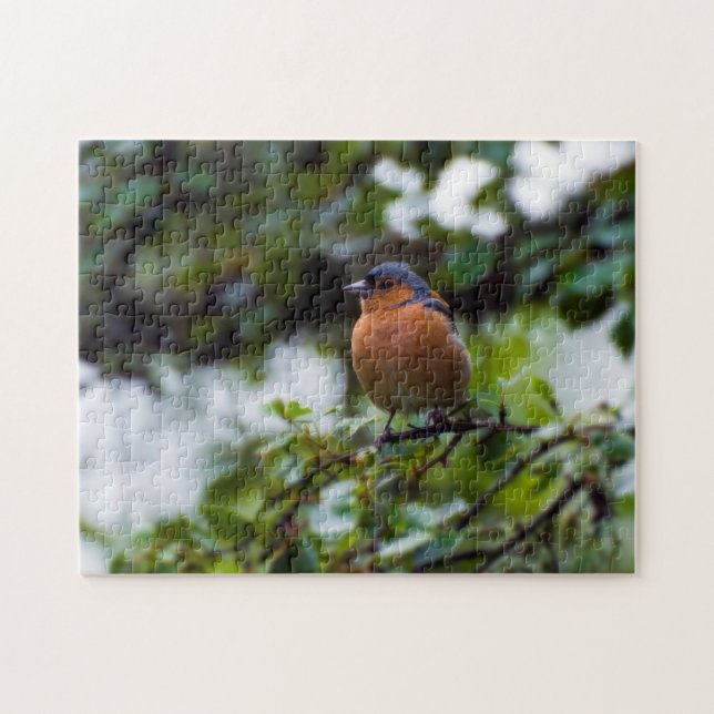Chaffinch på ett gren-pussel pussel (Horisontell)