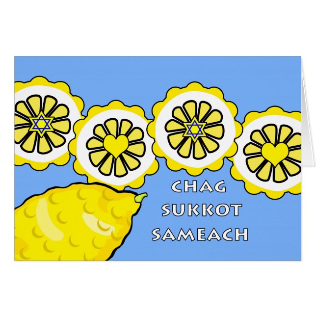 Chag Sukkot Sameach, hela Etrog och skivor Hälsningskort (Framsidan Horizontal)