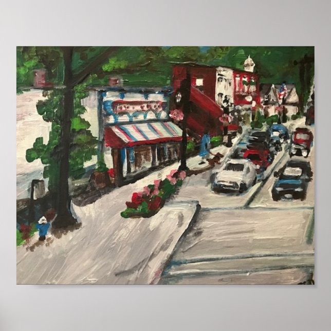 "Chagrin Falls" Ohio Painting by Willowcatdedesign Poster (Framsidan)