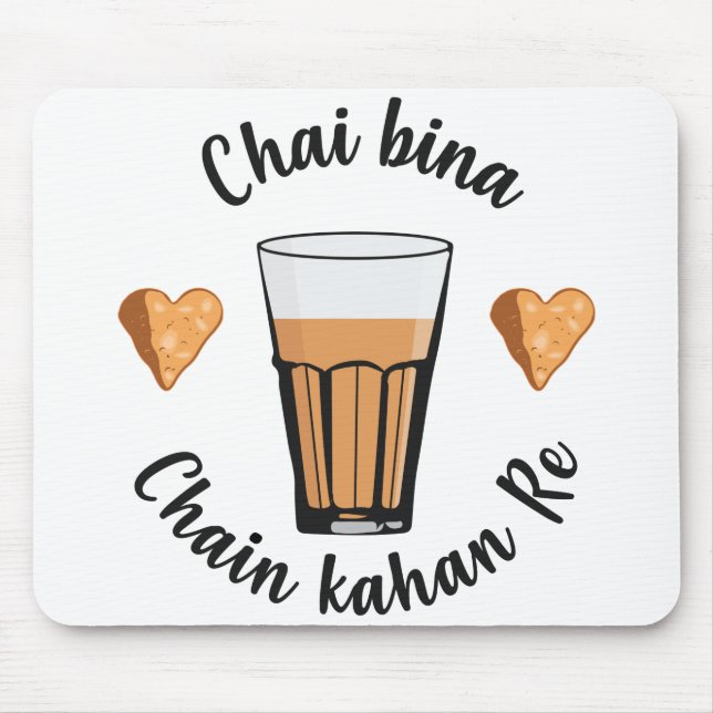 Chai Bina chain Kahan Hindi Quote Tea Glass Samosa Musmatta (Framsidan)