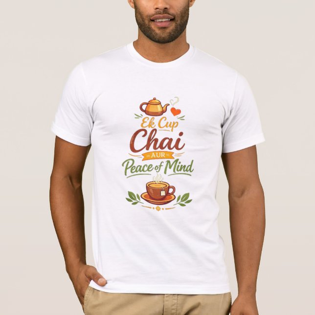 "Chai Fixar Allt - Rolig Hindi Citat T-Shirt (Framsida)