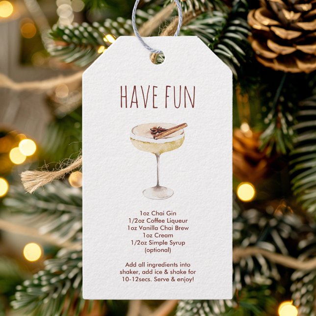 "Chai Gin Recipe | Festive Helgdag Cocktail Presentetikett (Skapare uppladdad)