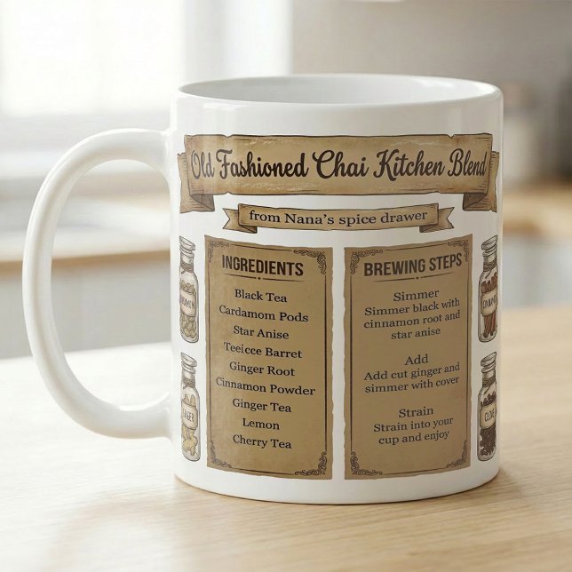 Chai Kryddrecept Landsbygd Köksetikett Kaffemugg (Skapare uppladdad)