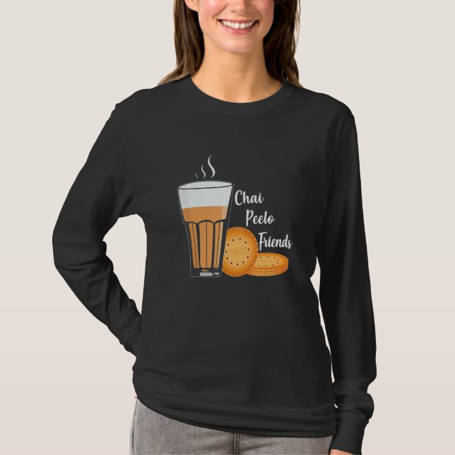 Chai Peelo Friends Funny Hinidi Meme Chai Tea Bisc T Shirt (Framsida)