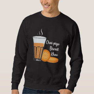 Chai Piyo Biscuit Khao Hindi Chai Tea Citat Lång Ärmad Tröja