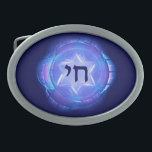 Chai - Promote Life<br><div class="desc">Judaism understryker livets betydelse. Det här låsbeslaget i bälte har en blå rambild med David-stjärnan och "Chai" Hebrew för livet.</div>