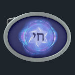 Chai - Promote Life<br><div class="desc">Judaism understryker livets betydelse. Det här låsbeslaget i bälte har en blå rambild med David-stjärnan och "Chai" Hebrew för livet.</div>