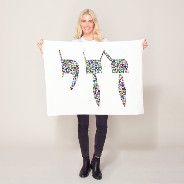 Chai-symbol gjord av Gemstones i All Färg Fleecefilt (På plats)