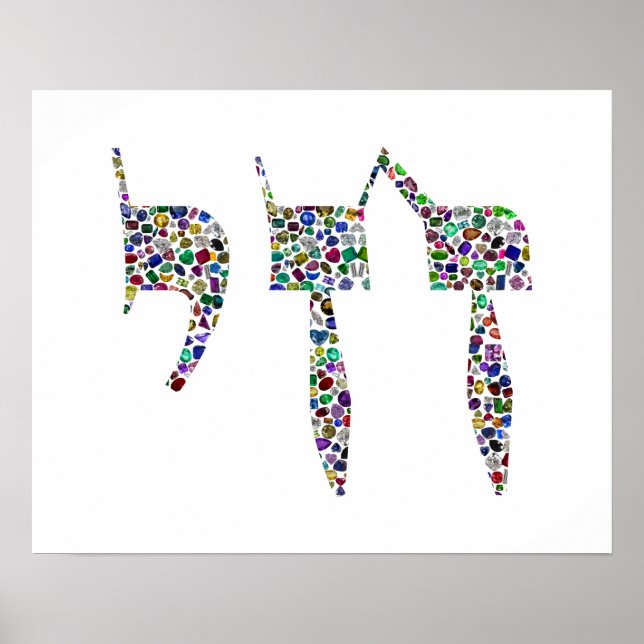 Chai-symbol gjord av Gemstones i All Färg Poster (Framsidan)