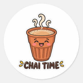 Chai Time Söt Kulhad-dekal Runt Klistermärke