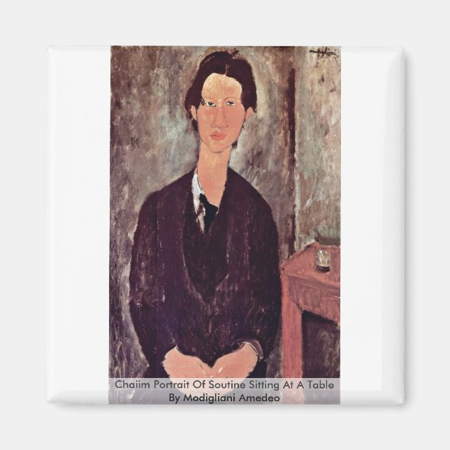 Chaiim Porträtt vid Soutine Sitta vid Bord Magnet (Framsidan)