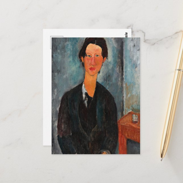 Chaim Soutine av Amedeo Modigliani Vykort (Fram/Back In Situ)