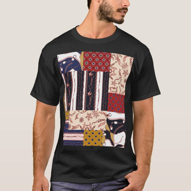 Chain Baroque Rope Geometric Mönster T Shirt (Framsida)