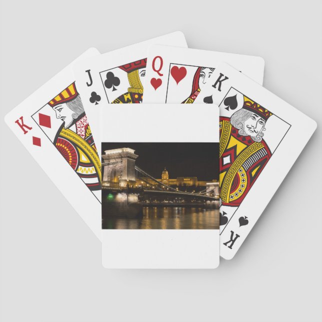 Chain Bridge med Buda Castle Hungary Budapest Casinokort (Baksidan)