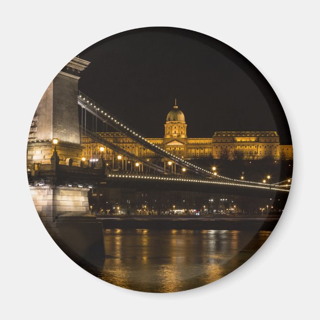 Chain Bridge med Buda Castle Hungary Budapest Magnet (Framsidan)