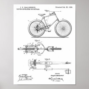 Chainless för designpatent för cykel 1896 tryck
