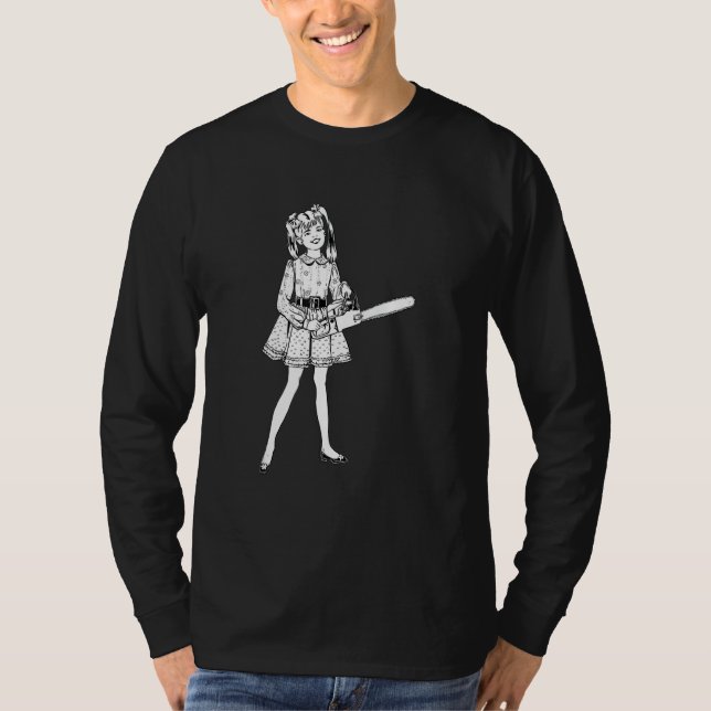 Chainsåg Girl Punk Goth Horror Fläkt T Shirt (Framsida)