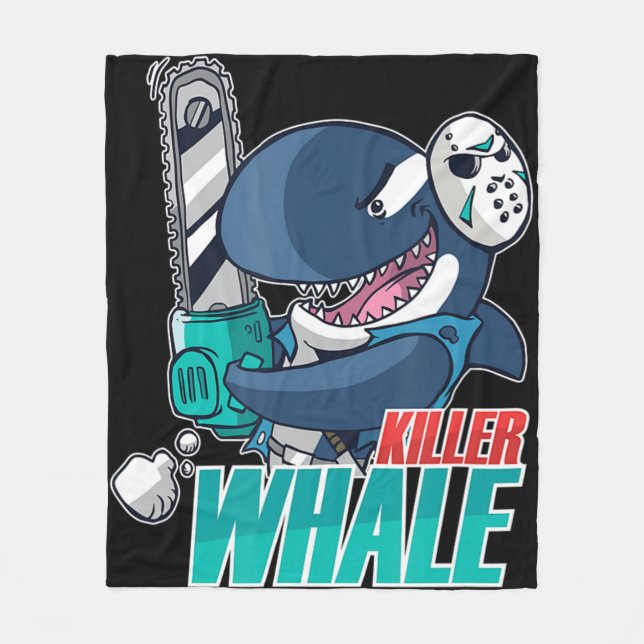 Chainsaw Killer Whale Costume Fun Orca Halloween  Fleecefilt (Framsidan)