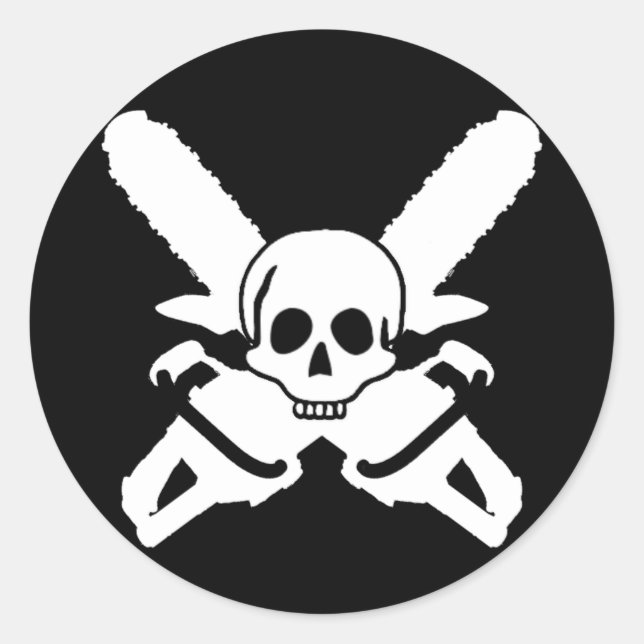 ChainSaw Metall Sticker Runt Klistermärke (Framsida)