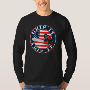 Chainszast American Flagga grip den och rippa den. T Shirt