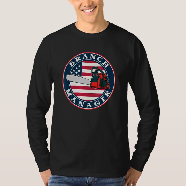 Chainszawa American Flagga Gren Manager T Shirt (Framsida)