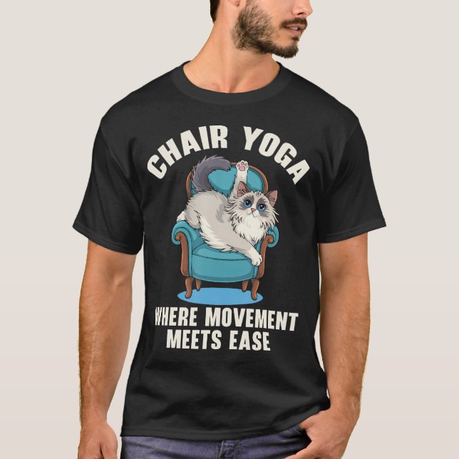 Chair Yoga Exercise Zen Fitness Workout Yoga Instr T Shirt (Framsida)