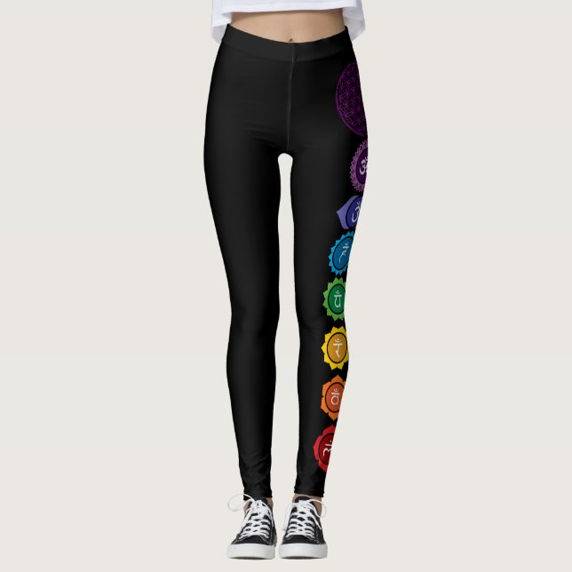 Chakra blomma av damasker för livyogareiki leggings (Framsida)