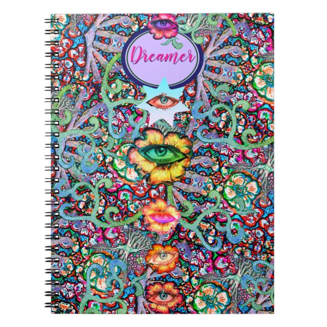 Chakra Blommigt Dreamer Colorful Unusual Mystical Anteckningsbok (Framsidan)