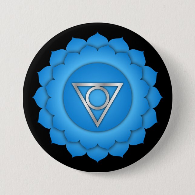 Chakra Blue Throat Zen Yoga Andlig Meditation Knapp (Framsida)