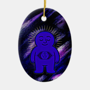 Chakra Buddies: Tredje Öga Chakra Julgransprydnad Keramik