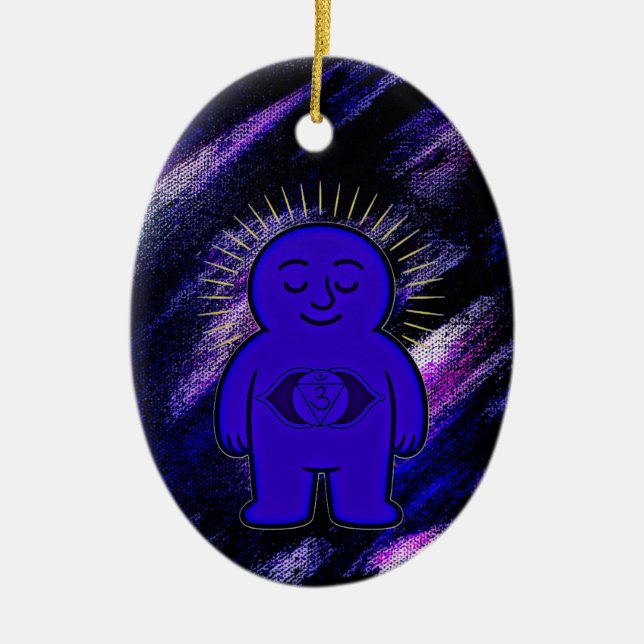Chakra Buddies: Tredje Öga Chakra Julgransprydnad Keramik (Framsidan)