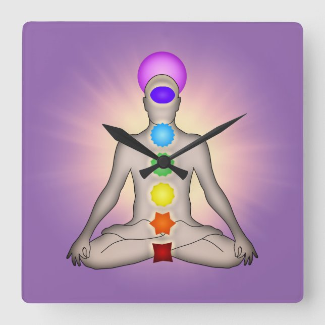 Chakra Clock Fyrkantig Klocka (Framsida)