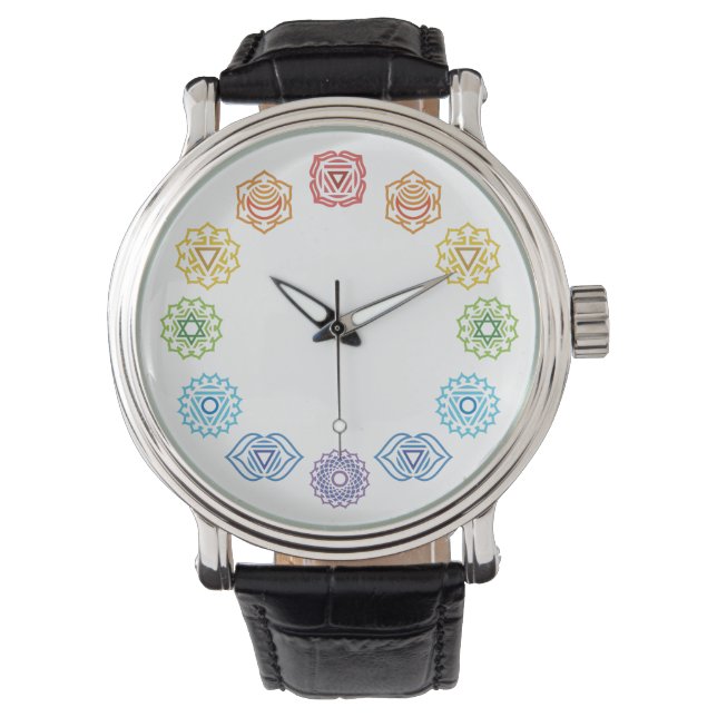Chakra Energy Leather Watch Armbandsur (Framsida)
