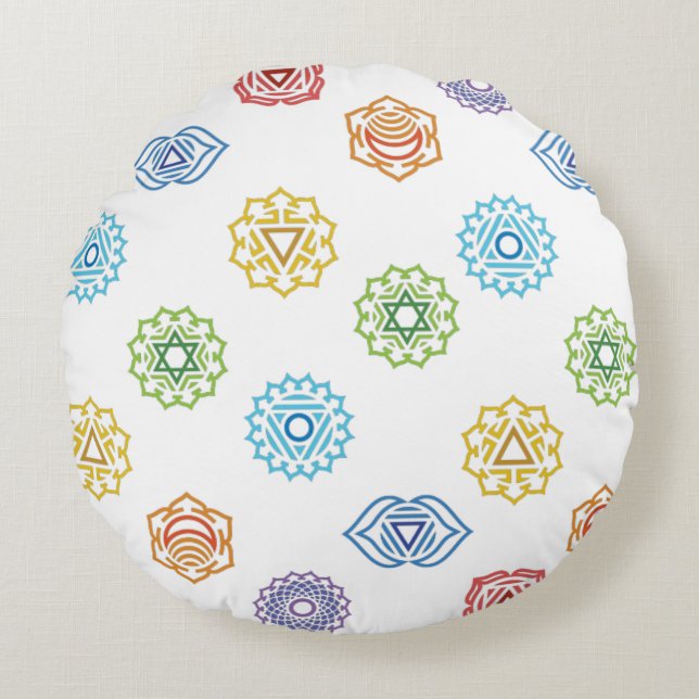 Chakra Energy Round Pillow Rund Kudde (Framsidan)
