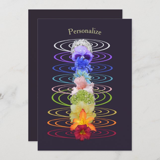 Chakra Färg Flowers Zen Andlig Inbjudningar (Fram/baksida)