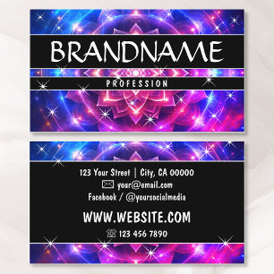 Chakra Flower of Life Glitter Gnistra Stars Rosa Visitkort