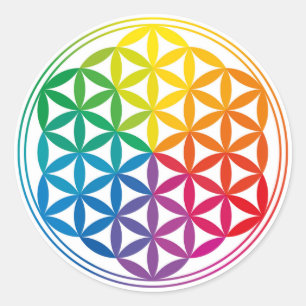 Chakra Flower of Life Grid Runt Klistermärke