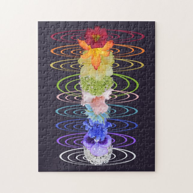 Chakra Flowers Zen Yoga Andlig Roligt Pussel (Vertikal)