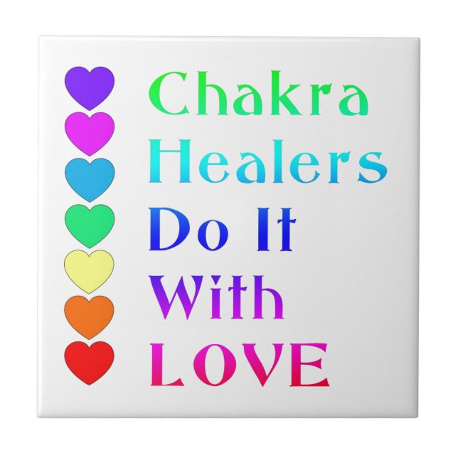 Chakra Healers gör det med Kärlek i Regnbåge Färg Kakelplatta (Framsidan)