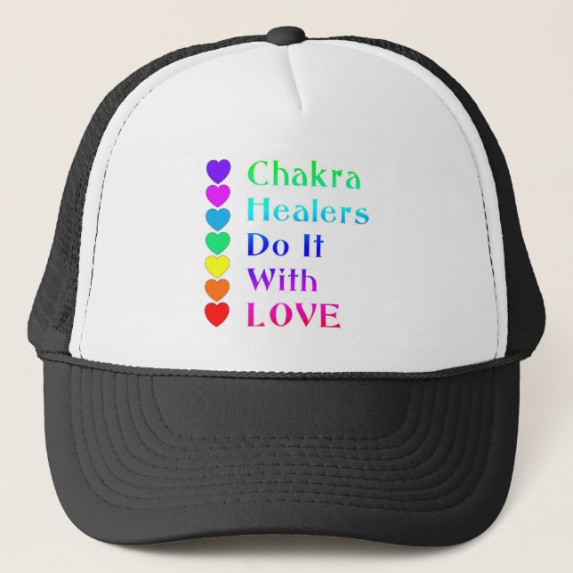 Chakra Healers gör det med Kärlek i Regnbåge Färg Keps (Framsida)