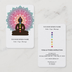 Chakra Healing Meditation Lotus Pose Man Mandala Visitkort