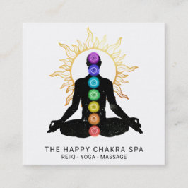 *~* Chakra HealMeditation Sol Lotus Pose Man Fyrkantigt Visitkort