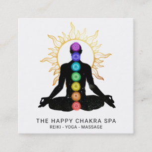 *~* Chakra HealMeditation Sol Lotus Pose Man Fyrkantigt Visitkort