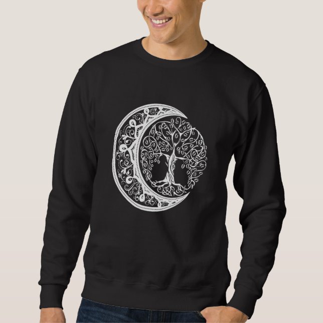 Chakra Livets träd Mandala Zen Yoga Om Symbol Bud Lång Ärmad Tröja (Framsida)