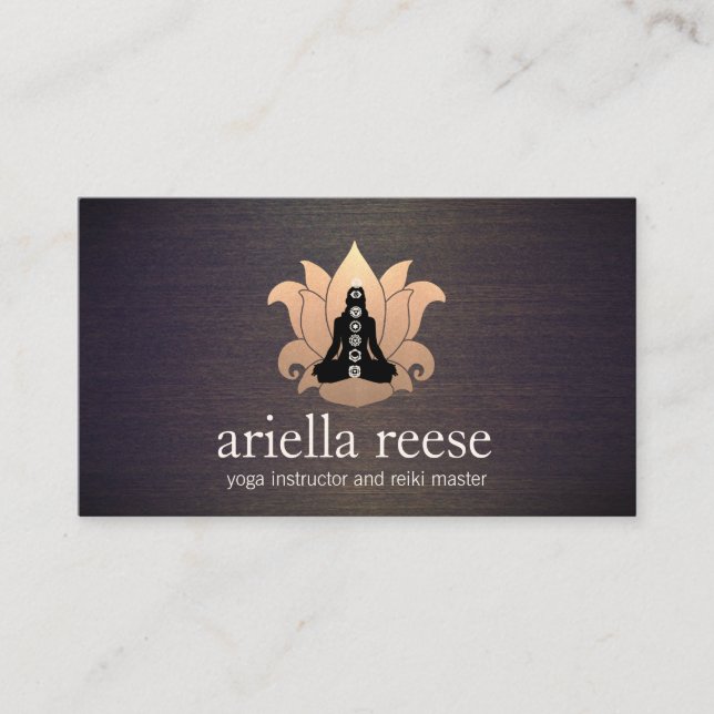 Chakra Lotus Yoga och Meditation Instructor Wood Visitkort (Framsida)