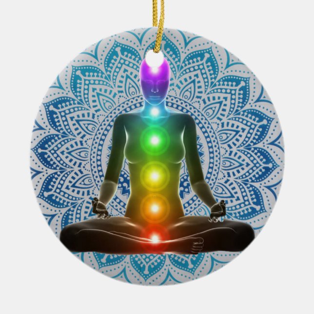 Chakra, Mandala, Andlig-jul, Chakra-gåvor Julgransprydnad Keramik (Framsidan)
