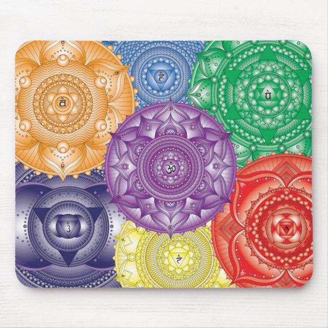 Chakra Mandala Collage Multi-Färg Mouse Pad Musmatta (Framsidan)